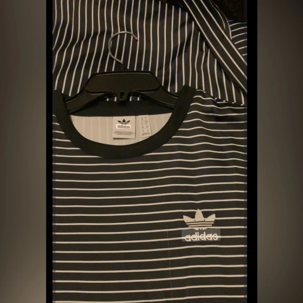 ✨⚡️💥Adidas Trefoil Originals Satin Black White Striped Tee Dress - Picture 2 of 15